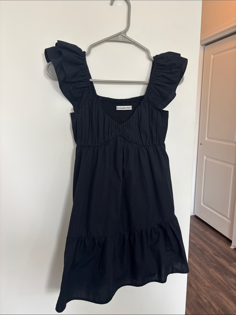 Black Mini Sundress with Ruffle Straps